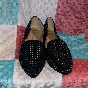 Black Studded Pointed Toe Flats